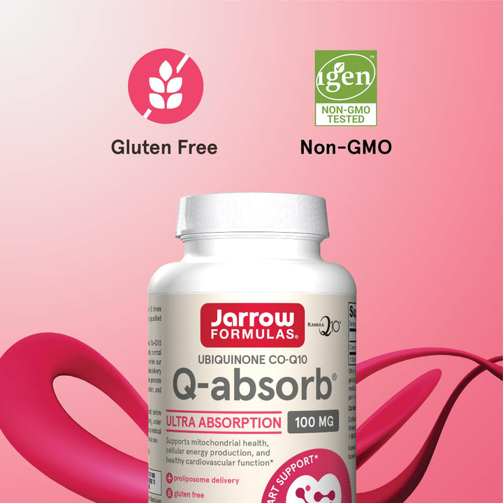 Q-absorb Co-Q10 100 mg, Dietary Supplement, Antioxidant Support for Mitochondrial Health, Cellular Energy Production and Cardiovascular Health, 120 Softgels, 120 Day Supply
