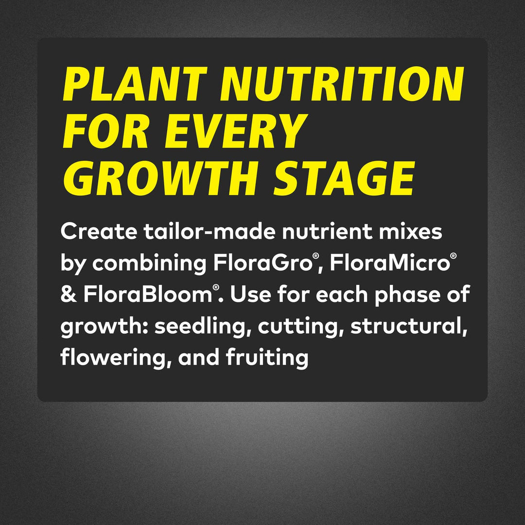 FloraSeries Hydroponic Nutrient Fertilizer System with FloraMicro, FloraBloom and FloraGro, 1 pt.
