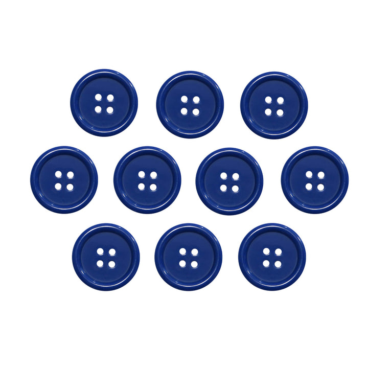 Buttons 1 Inch (1”) 4 Hole 10 Pieces - White Black Clear - Sewing Crafts Replacement Button -Perfect for Crafts, Coats, Shirts, Pants, Shorts, Cardigans, Blazers, Skirts (Blue)