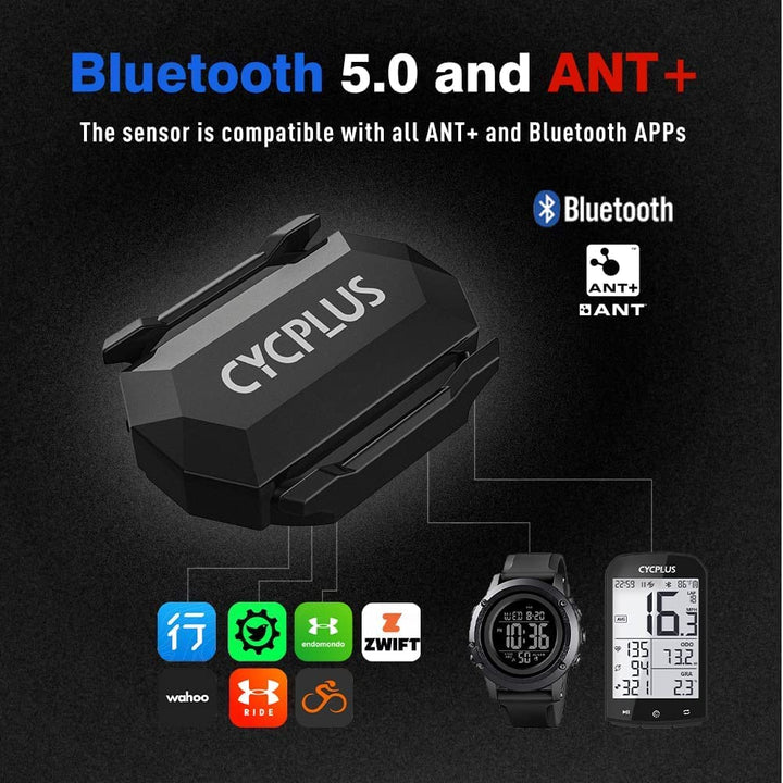 Cycling Speed and Cadence Sensor Bluetooth & ANT+ Wireless Bike Cadence Sensor Speed IP67 Waterproof- C3 X 2