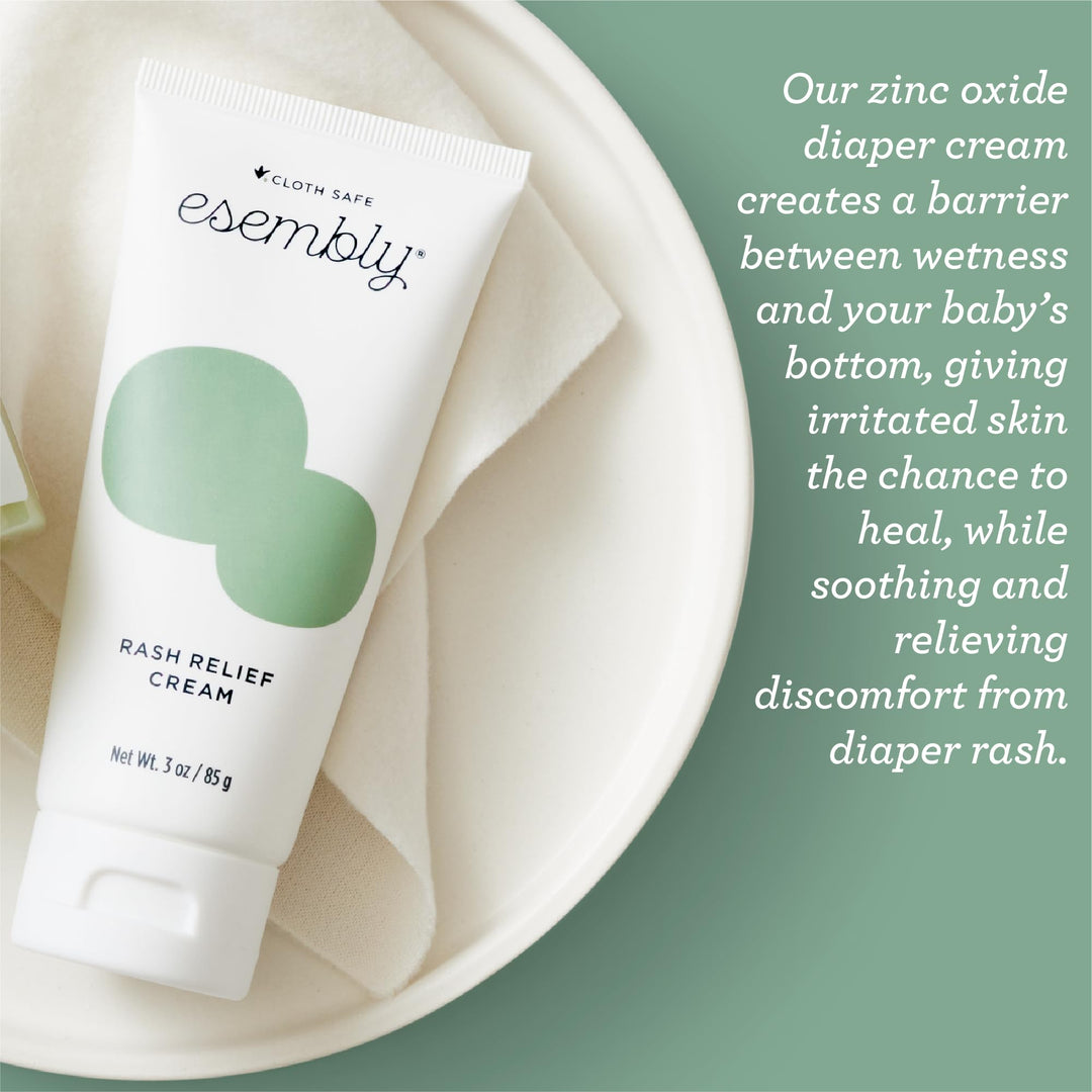 Rash Relief Cream, Organic and Cloth Friendly Zinc Oxide Barrier Cream, Soothes and Heals Diaper Rash, Natural Aid for Baby Bottom Discomfort, 3oz