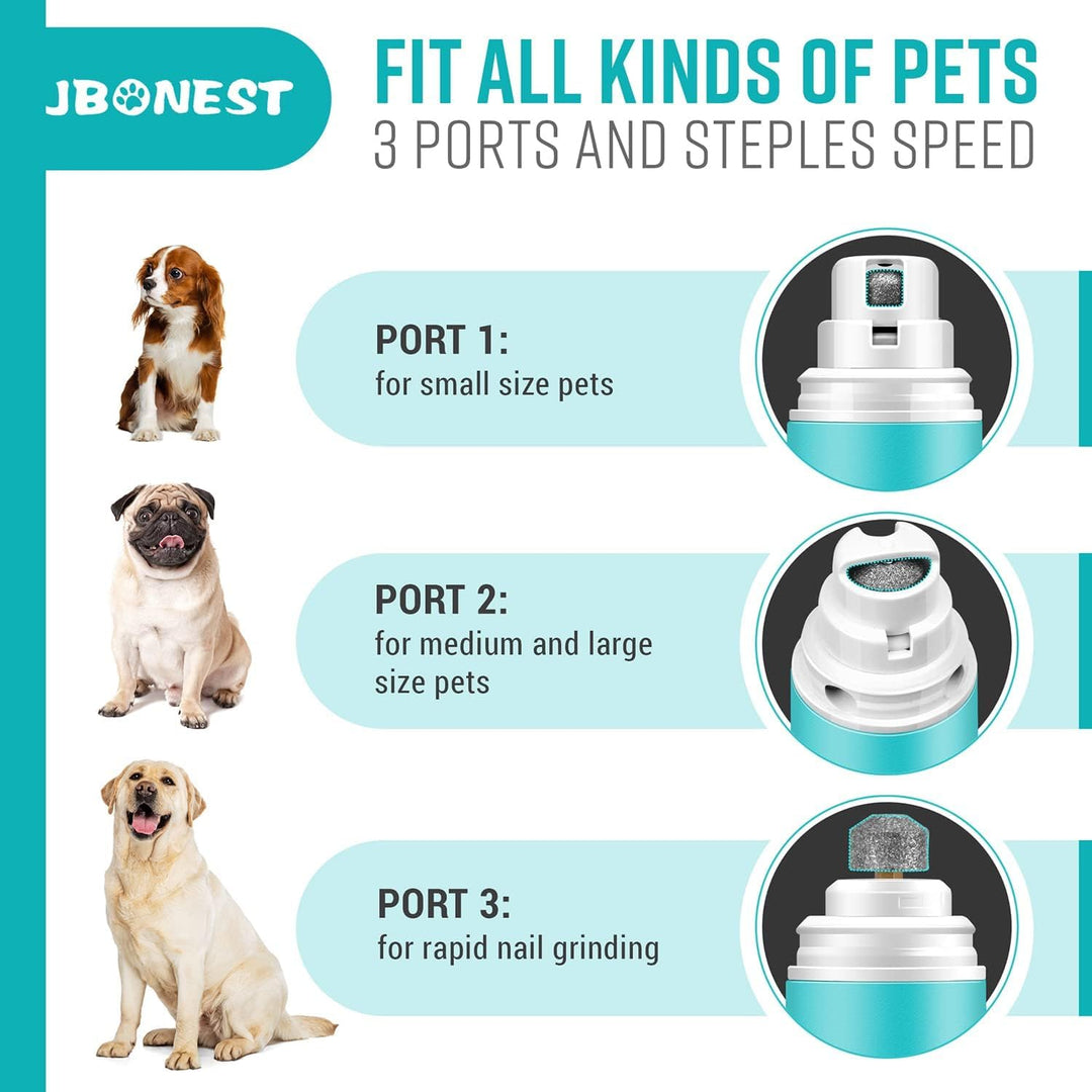 Dog Nail Grinder Quite with 20h Working Time, Stepless Speeds Rechargeable Pet Claw Trimmer with Clipper and File for Large Medium Small Dogs Cats Pets