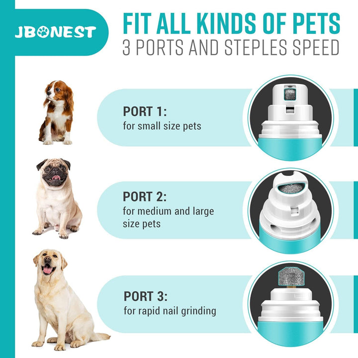 Dog Nail Grinder Quite with 20h Working Time, Stepless Speeds Rechargeable Pet Claw Trimmer with Clipper and File for Large Medium Small Dogs Cats Pets