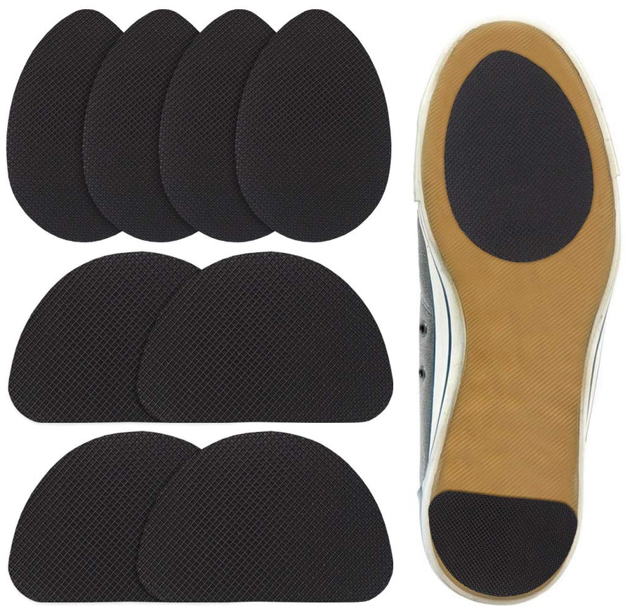 Non-Skid Pads for Shoes Noise Reduction Self-Adhesive Slip Resistant Sole Stick Protector Pack of 8 (Black)