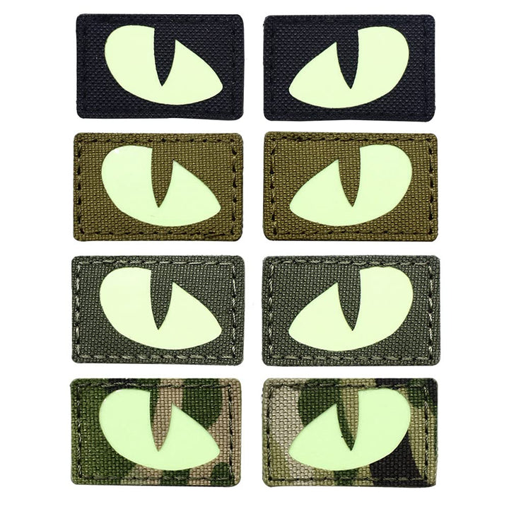 Cat Tiger Eyes Hook Loop Fasteners Tactical Glow in Dark Military Combat Applique Patch for Hats Helmet Uniform Backpack (Black)