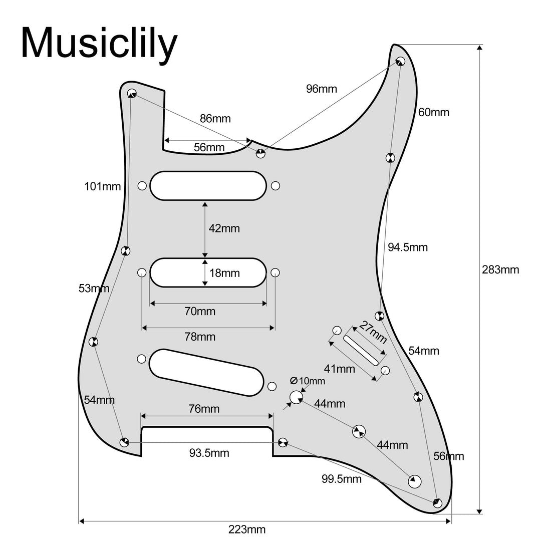 11 Hole SSS Strat Guitar Pickguard for Fender USA/Mexican Made Standard Stratocaster Modern Style Electric Guitar Parts,1Ply Black