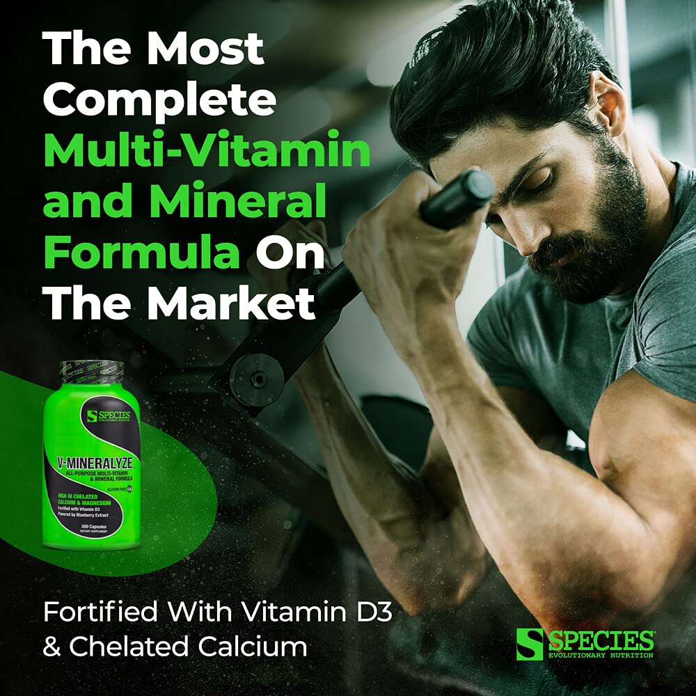 V-Mineralyze All-Purpose Multivitamin, Vitamin C and D3, Chelated Minerals, Blueberry Extract with Anti-Oxidant Properties, 300 Capsules
