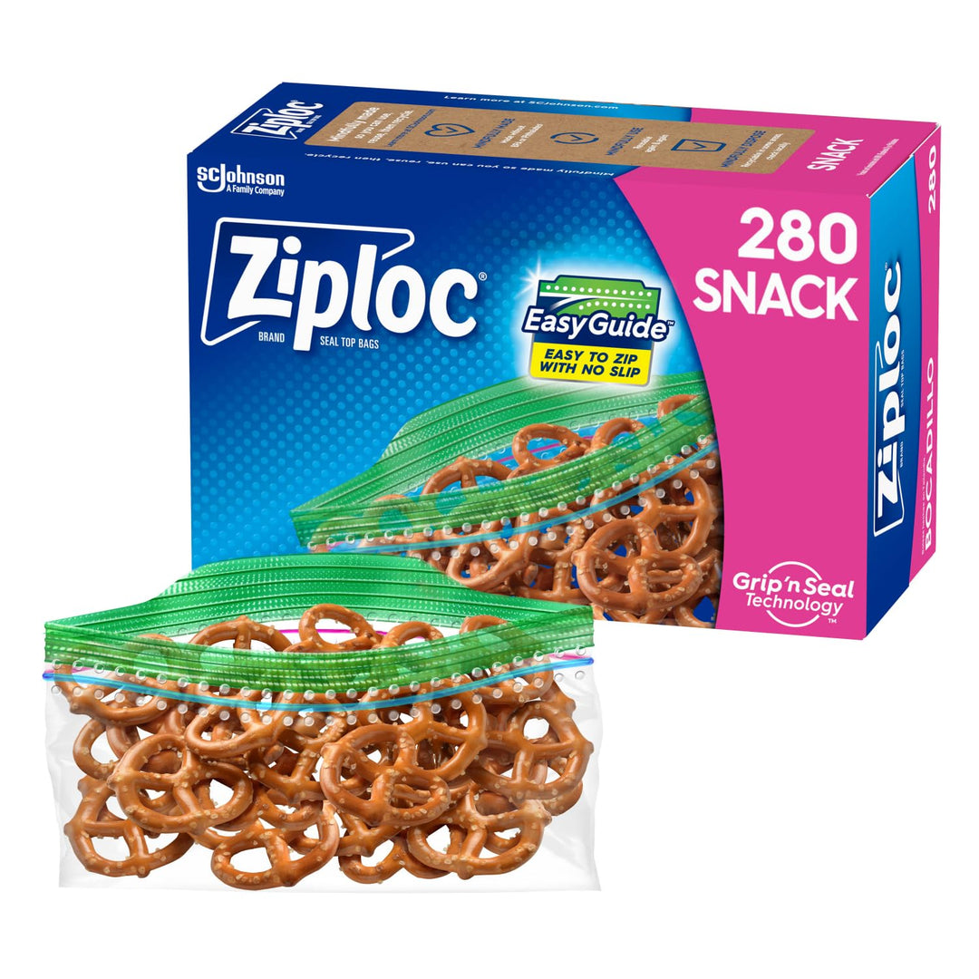 Snack Bags with EasyGuide Texture, Small Plastic Storage Bags with Grip 'N Seal Technology, 280 Bags Total