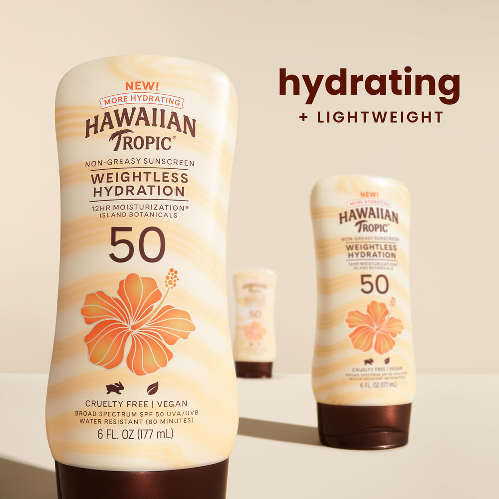 Weightless Hydration Lotion Sunscreen SPF 50, 6oz | Oil Free Sunscreen, Sunscreen SPF 50, Broad Spectrum Sunscreen, Oxybenzone Free Sunscreen, Body Sunscreen, 6oz