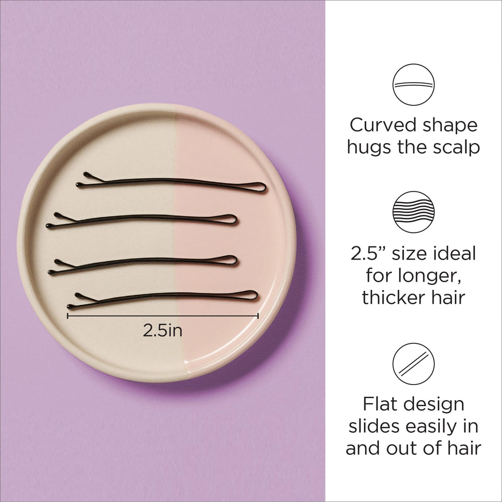 Curved Jumbo Bob Pins, Black, 40/Card