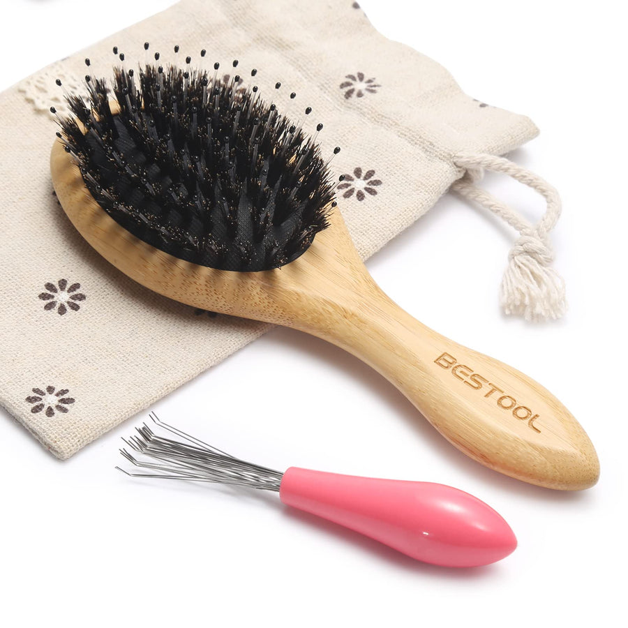 Hair Brush, Mini Hairbrush for Traveling Small Hair Brushes for Women men Kid, Boar & Nylon Bristle Brush for Wet/Dry Hair to Detangle and Enhance Shine & Health(Small)