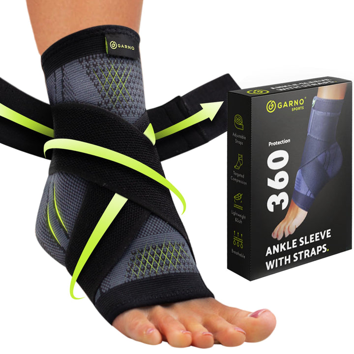 Ankle Brace Compression Sleeve with Adjustable Straps, Arch Support & Foot Stabilizer, Elastic Wrap for Plantar Fasciitis, Achilles Tendonitis Recovery, Sports Bandage Sock; Men, Women