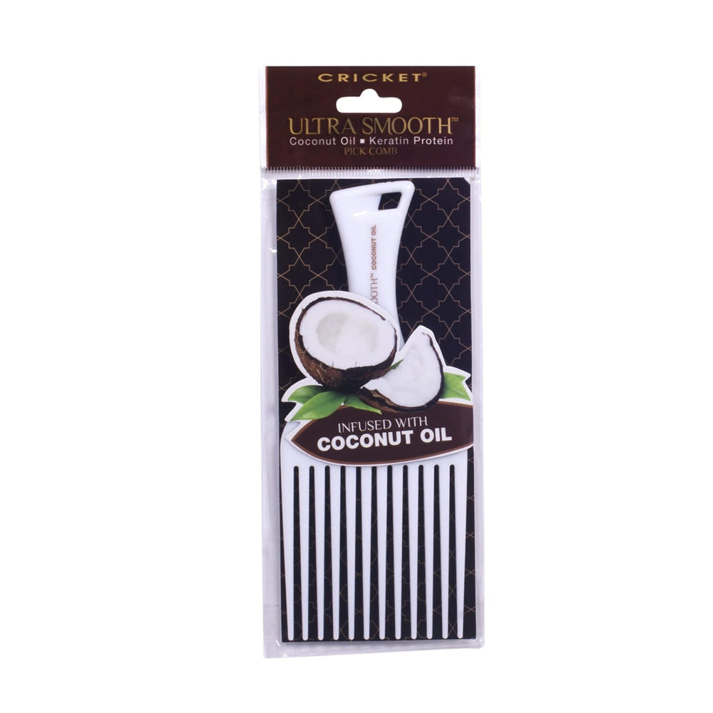Ultra Smooth Coconut Hair Pick Comb for Curly, Thick, Medium to Long Hair Anti-Frizz Lifting and Volume Comb with Coconut Oil and Keratin Protein Infused Plastic