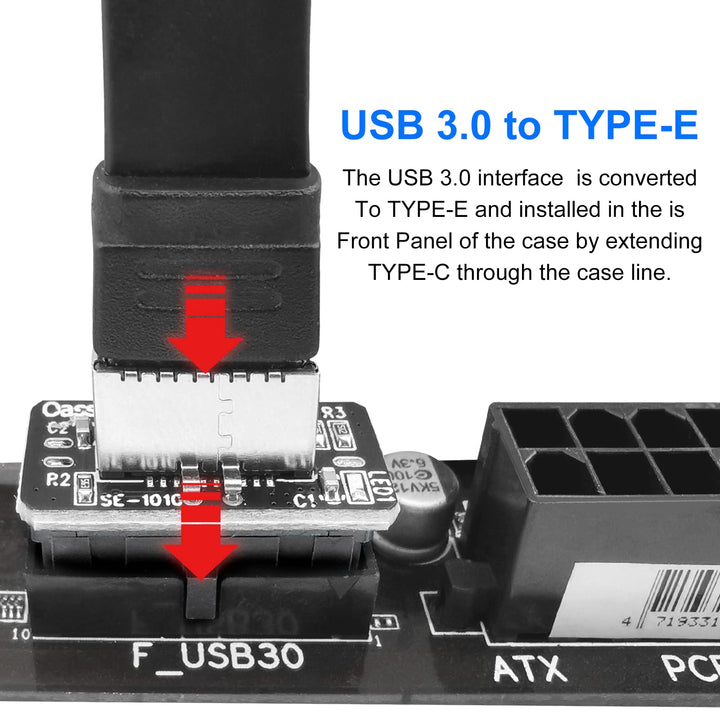 USB 3.1 Front Panel Adapter,Internal Vertical USB 3.0-IDC 20 Pin/19Pin to Type E Key-A 20 Pin Header Adapter for Type C Panel Mount Adapter