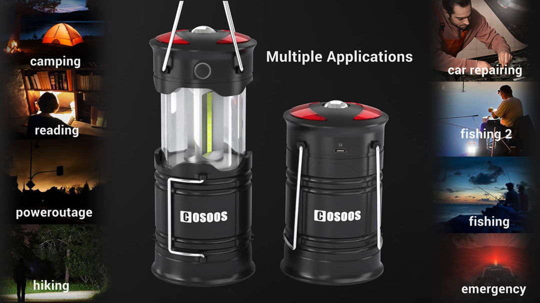 2 Pack Rechargeable Camping Lantern, Super Bright LED Lantern Flashlight with Built in Battery, Portable Survival Lantern, Must Have During Hurricane, Emergency ,Storm, Power Outage
