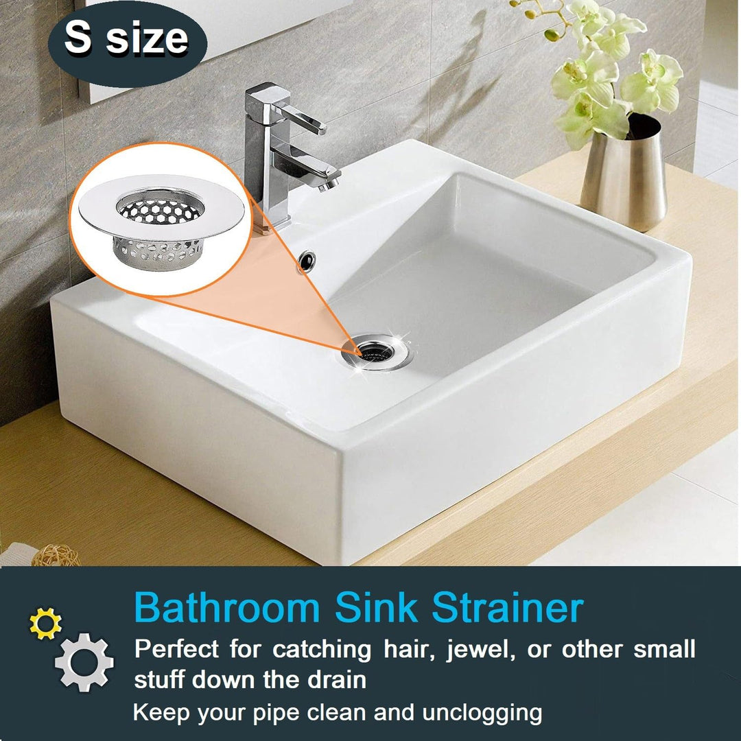 2pcs Bathtub Drain Strainer- Small Bathroom Sink Strainer Wide Rim 2.17 Diameter Stainless Steel Drain Hair Catcher Perfect for Bathtub and Utility Sink Laundry Tub.