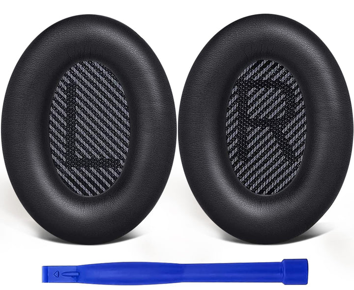 Replacement Earpads Cushions for Bose QuietComfort 35 (QC35) & Quiet Comfort 35 II (QC35 ii) Headphones, Ear Pads with Softer Leather, Noise Isolation Foam, Added Thickness (Black)