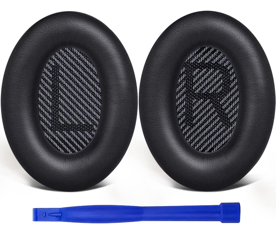 Replacement Earpads Cushions for Bose QuietComfort 35 (QC35) & Quiet Comfort 35 II (QC35 ii) Headphones, Ear Pads with Softer Leather, Noise Isolation Foam, Added Thickness (Black)