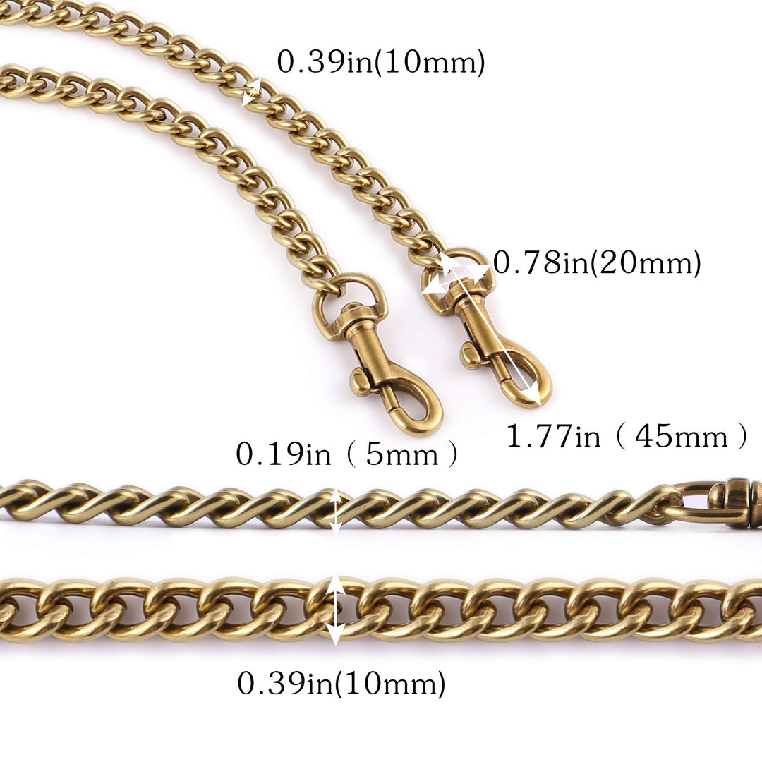 Iron Chunky Purse Chain Strap for Replacement Shoulder Bag Handbag Straps Accessories 51 130 CM with Metal Buckles (Copper Golden)