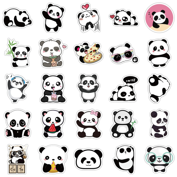 50Pcs Panda Stickers, Waterproof Vinyl Stickers Decals for Laptop Water Bottle Phone Luggage, Cute Cartoon Stickers Pack