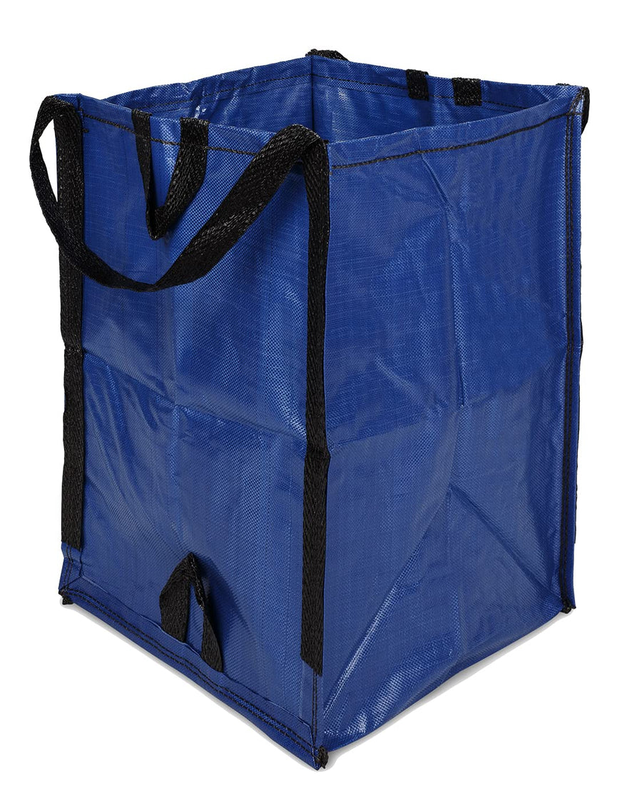 Heavy Duty Home and Yard Waste Bag 48-Gallon Woven Polypropylene, Reusable Lawn and Leaf Garden Bag with Reinforced Carry Handles, Pop-Up Self-Standing Garbage Can, Blue