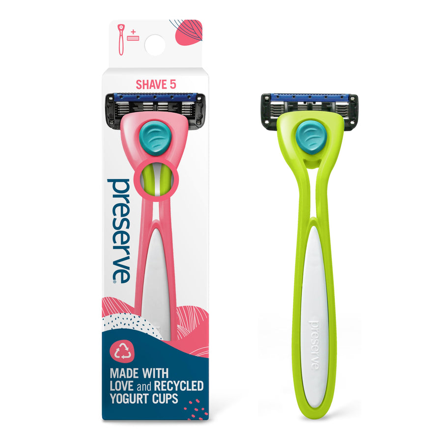 Key Lime: Shave 5 Five Blade Refillable Razor, Made From Recycled Materials, Key Lime