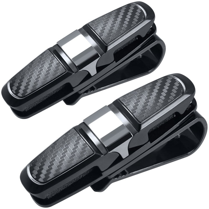 2 Pack Glasses Holders for Car Sun Visor, Sunglasses Eyeglasses Mount with Ticket Card Clip - Black