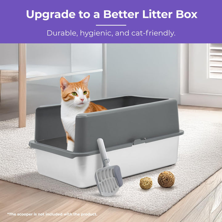 XL Stainless Steel Litter Box with Enclosure - High-Sided Metal Litter Box for Large Cats - Easy to Clean, Rust-Resistant, and Durable - 23.5 x 15.5 x 6 Inches
