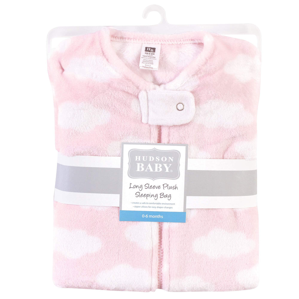 Unisex Baby Plush Sleeping Bag, Sack, Blanket, Pink Clouds, 12-18 Months
