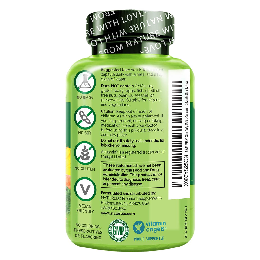 One Daily Multivitamin for Women 50+ (Iron Free) - Menopause Support for Women Over 50 - Whole Food Supplement - Non-GMO - No Soy - 60 Capsules - 2 Month Supply