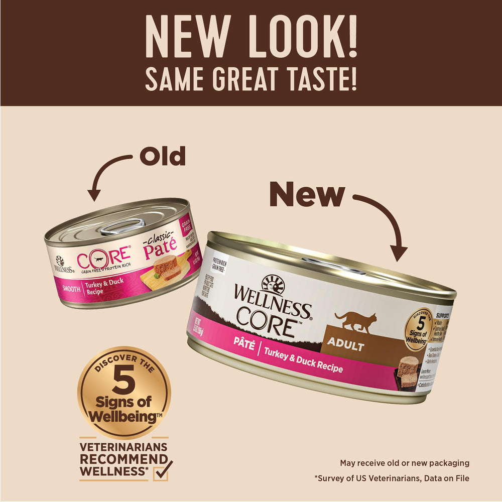 CORE Pate Adult Wet Cat Food, Natural, Protein-Rich, Grain Free, 5.5 Ounce, 24 Pack (Turkey & Duck)