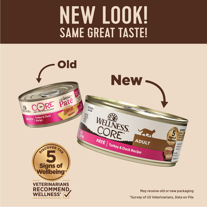 CORE Pate Adult Wet Cat Food, Natural, Protein-Rich, Grain Free, 5.5 Ounce, 24 Pack (Turkey & Duck)