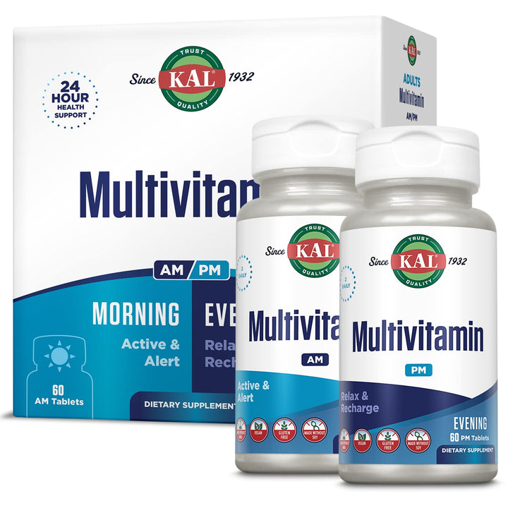 Multivitamin AM/PM, 2-in-1 Womens and Mens Multivitamins Supplements, Turmeric, Tart Cherry, Organic Matcha and Spirulina for Immune,and Cellular Support, Gluten Free, 30 Servings, 120 Tablets