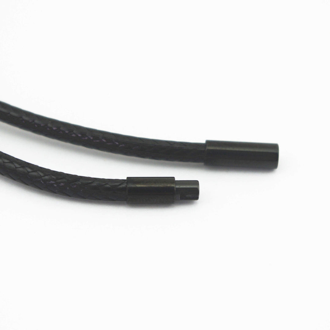 2mm Black Wax Wire Leather Cord Chain Stainless Steel Rice Clasps Necklace Rope Chain 16 TO 28 Inch (18 Inches)