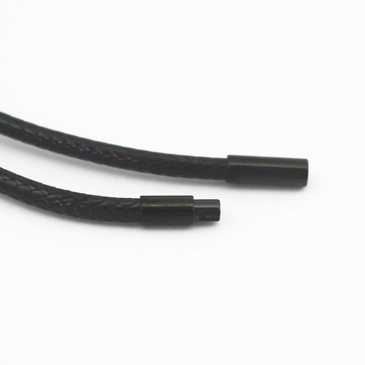 2mm Black Wax Wire Leather Cord Chain Stainless Steel Rice Clasps Necklace Rope Chain 16 TO 28 Inch (18 Inches)