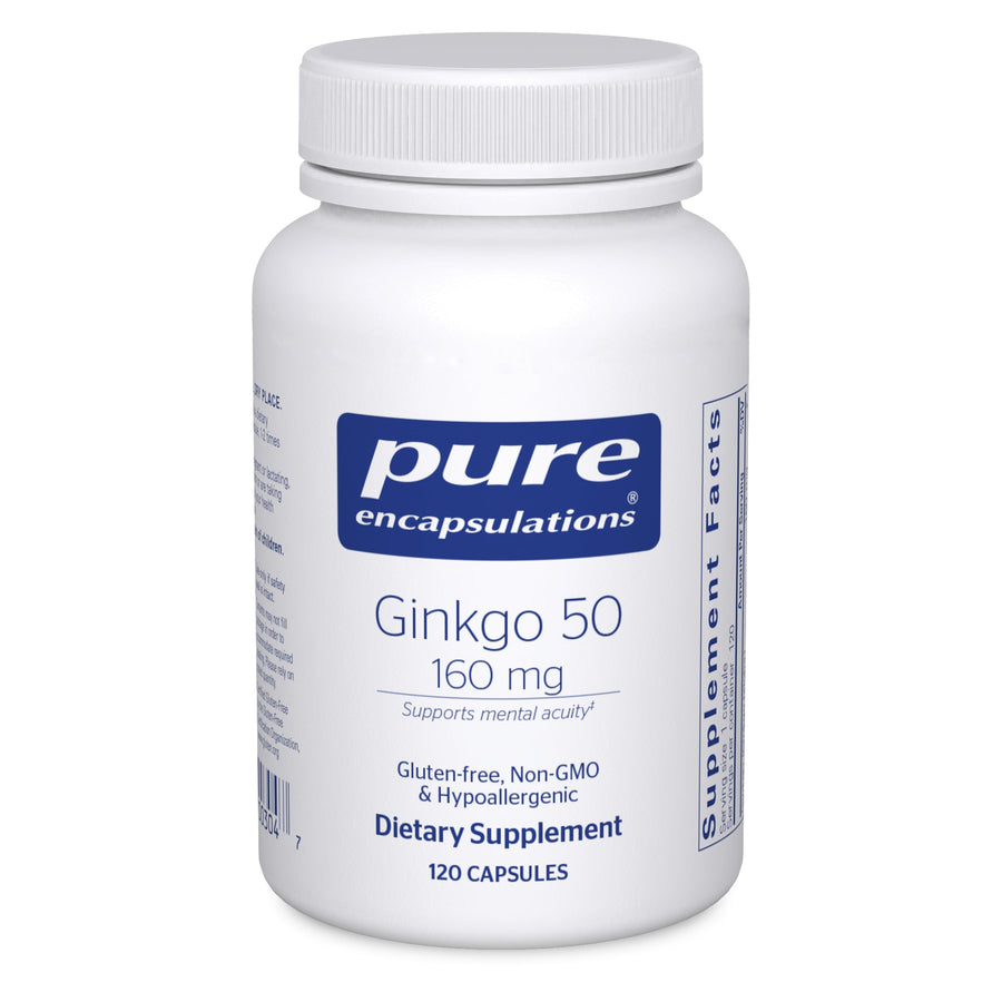 Ginkgo 50 160 mg | Ginkgo Biloba Supplement to Support Oxygen, Blood Circulation, and Mild Memory Problems Associated with Aging* | 120 Capsules