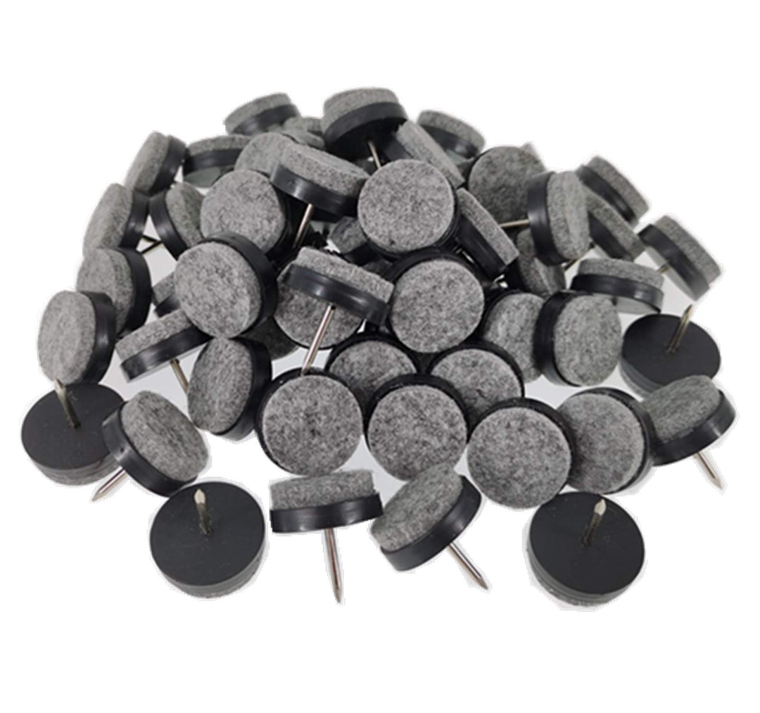 40pcs Furniture Felt Pad Heavy Duty Nail-on Chiar Slider Glide Pad Floor Protector for Wooden Furniture Chair Tables Leg Feet(F18mm or 0.7;Black)