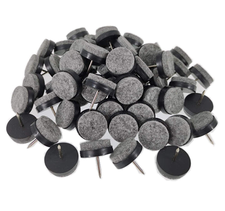 40pcs Furniture Felt Pad Heavy Duty Nail-on Chiar Slider Glide Pad Floor Protector for Wooden Furniture Chair Tables Leg Feet(F18mm or 0.7;Black)