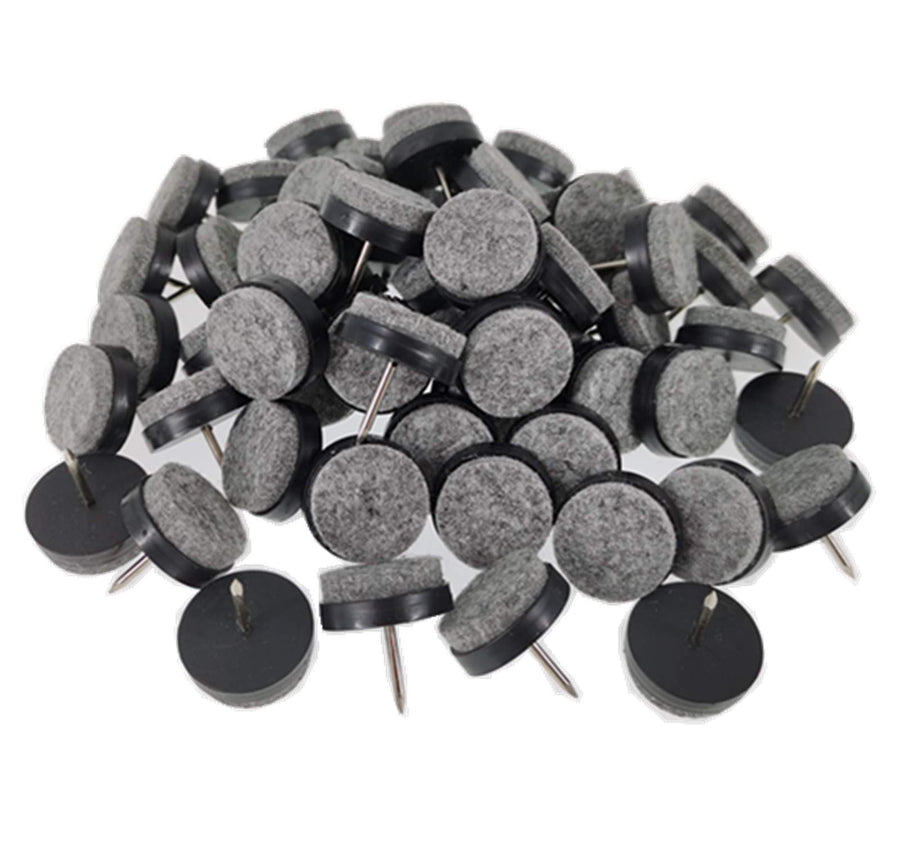 40pcs Furniture Felt Pad Heavy Duty Nail-on Chiar Slider Glide Pad Floor Protector for Wooden Furniture Chair Tables Leg Feet(F18mm or 0.7;Black)