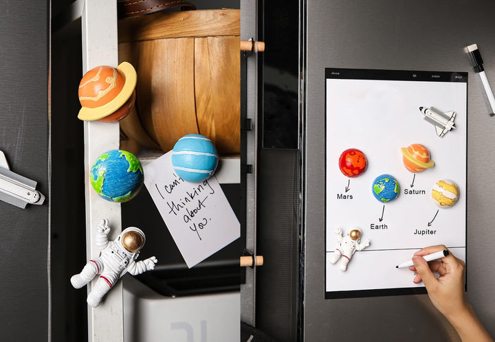 13 Pcs Astronaut Series Refrigerator Magnets, Universe Planetary Spaceship Fridge Magnets, 3D Resin Magnets for Office Whiteboard, Kitchen Decorations