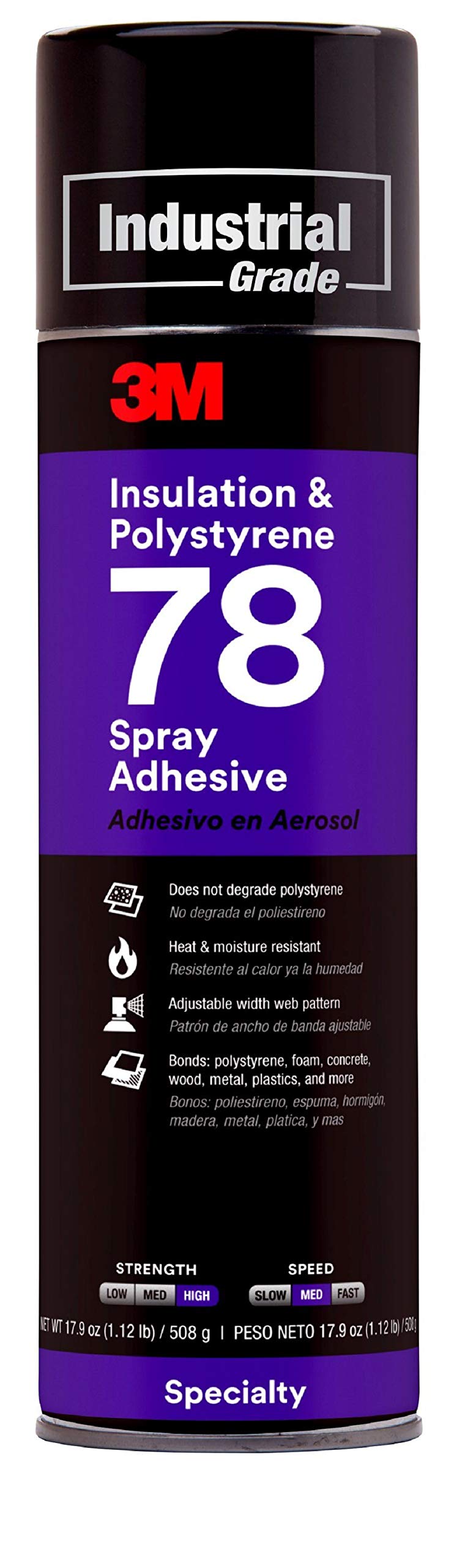 3M 78 Polystyrene Foam Insulation Spray Adhesive, Translucent 17.9 Oz. Aerosol Can