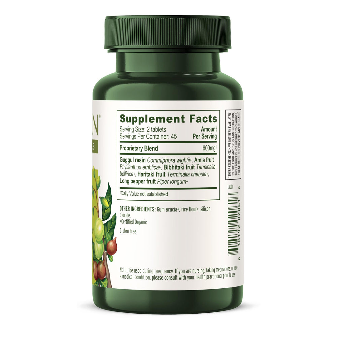 Triphala Guggulu – Organic Triphala Supplement with Guggulu Resin – Herbal Detox Supplement for Supporting Healthy Digestion* – 90 Tablets – Non-GMO Sustainably Sourced Vegan