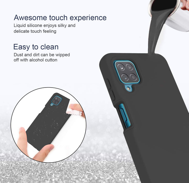 for Samsung Galaxy A12 Case with Built-in Screen Protector,Rugged PC Front Cover + Soft TPU Non-Slip Back Cover, Shockproof Full-Body Protective Case Cover (Black)