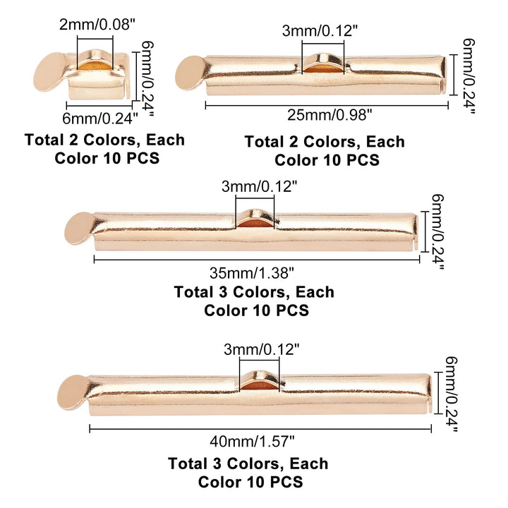 10 Styles Slide On End Clasp, 100pcs Jewelry Tube End Bar Slider End Caps Brass Tubes Clasp Crimp Terminators for Seed Beads Waist Beads Multi-Strand Necklace Bracelet Making