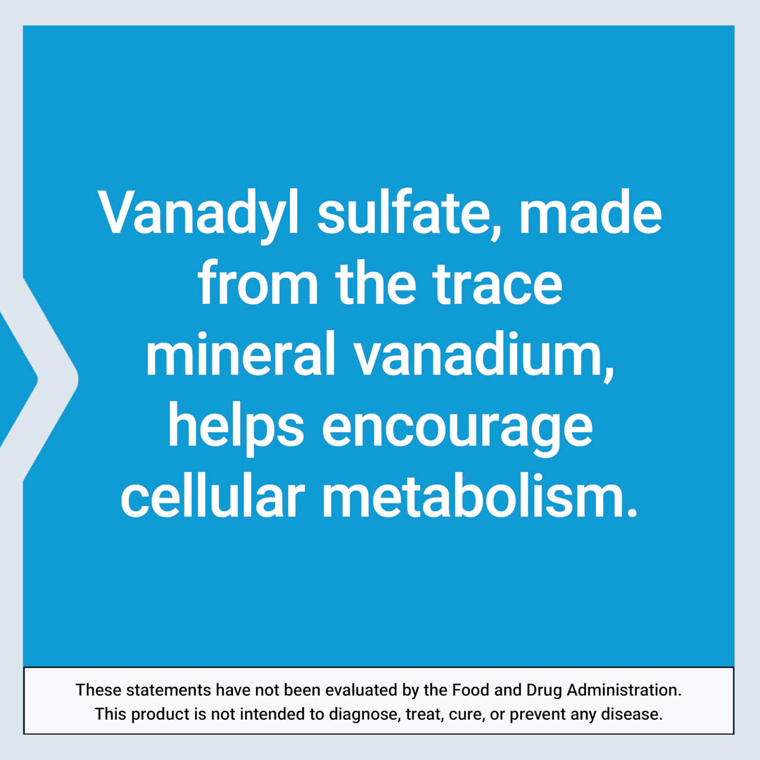 Vanadyl Sulfate, Trace Mineral, Vanadium, Healthy glycemic Balance, Healthy Metabolism, Hormone Function, Gluten-Free, Non-GMO, Vegetarian – 100 Tablets