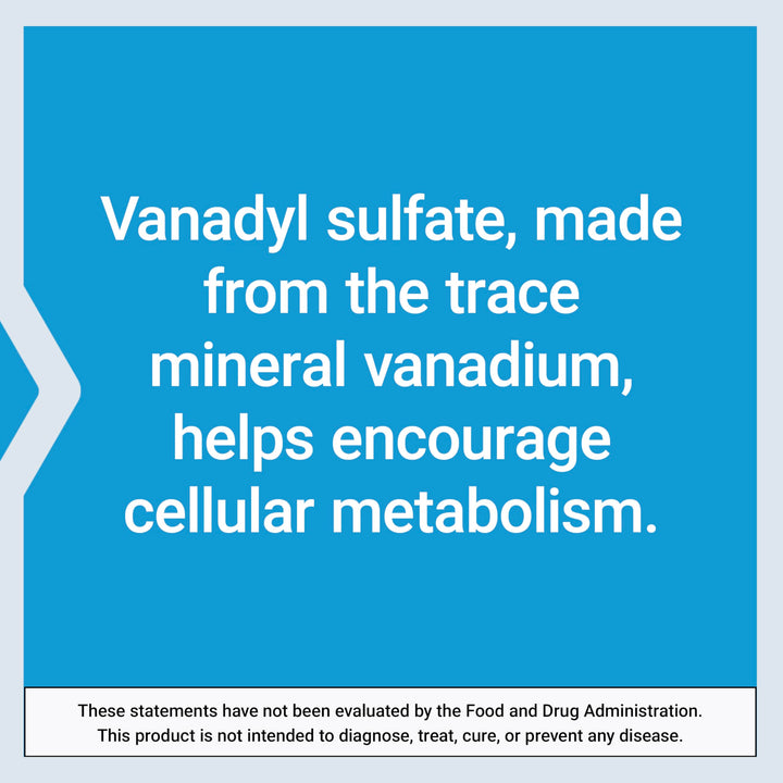 Vanadyl Sulfate, Trace Mineral, Vanadium, Healthy glycemic Balance, Healthy Metabolism, Hormone Function, Gluten-Free, Non-GMO, Vegetarian – 100 Tablets