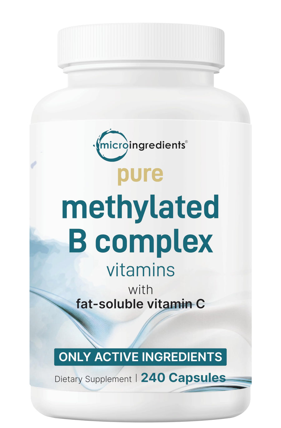 Pure Methylated B Complex for Women & Men | 240 Capsules with High Absorption Vitamin C | 11-in-1 with Vitamins B12, Thiamin, Folate + Inositol, Choline & More | Only Active Ingredients | Filler Free