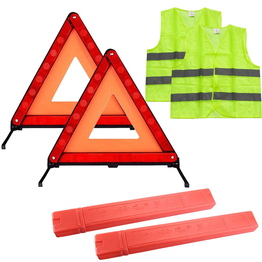 Foldable Car Roadside Emergency Kit with 2 Reflective Warning Triangle,2 Visibility Roadside Vest for Roadside Breakdowns Emergencies