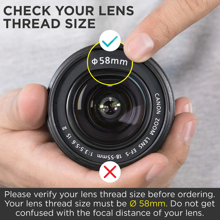 58MM 0.35x Fisheye Wide Angle Lens (w/Macro Portion) for DSLR Cameras EOS Rebel 70D 77D 80D 90D T8i T7 T7i T6i T6s T6 T5i T5 T4i T3i T100 SL1 SL2 SL3