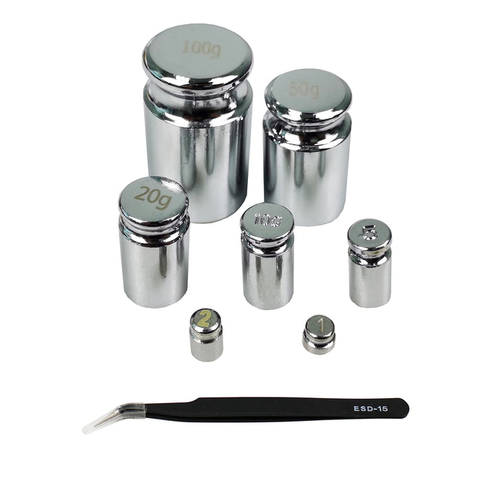M2 Class Gram Calibration Weight 1g 2g 5g 10g 20g 50g 100g Scale Calibration Weight Set with a Plastic Box for Digital Scale Balance and 1 Piece Calibration Weight Tweezer
